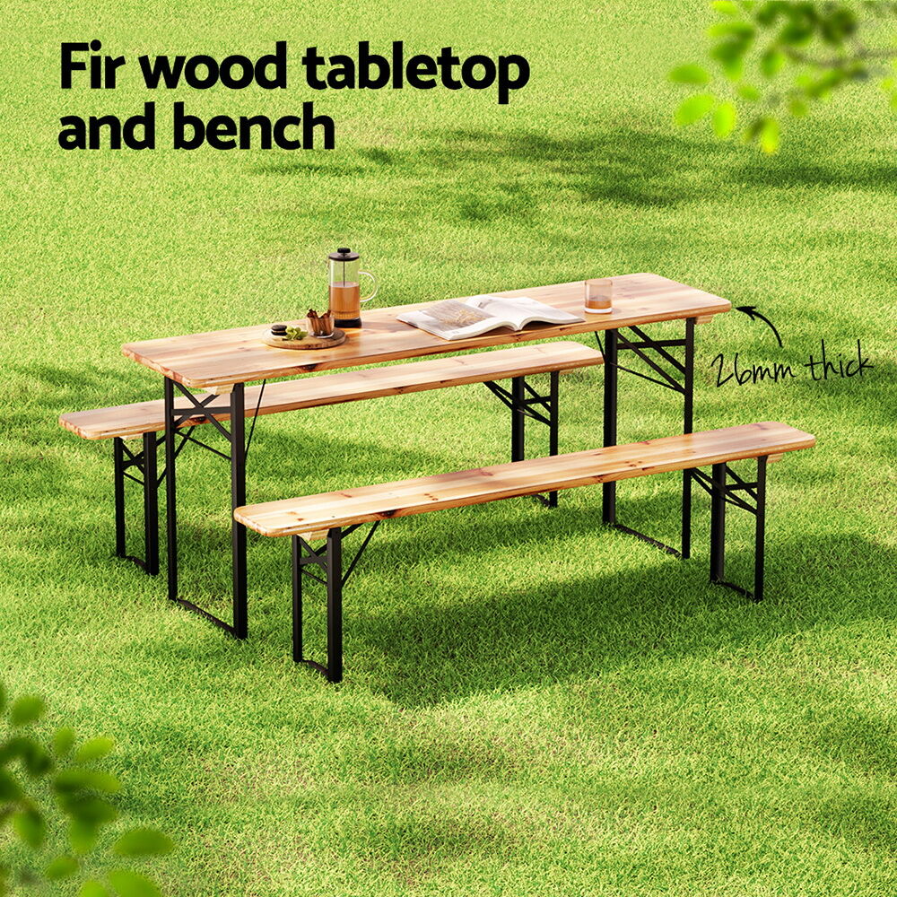 Gardeon 3 PCS Outdoor Furniture Dining Set Lounge Setting Patio Wooden Bench Price