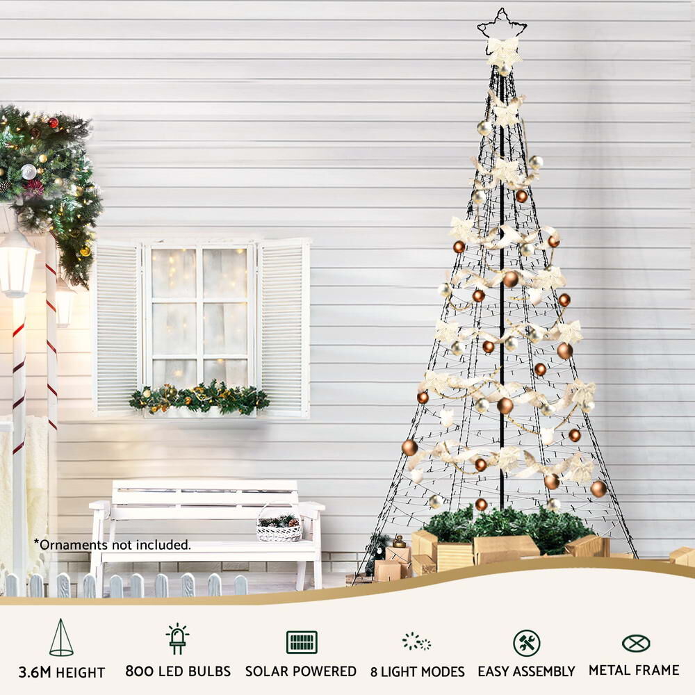 Solar Christmas Tree 3.6m 800 LED Net Lights Xmas Trees Decoration Price