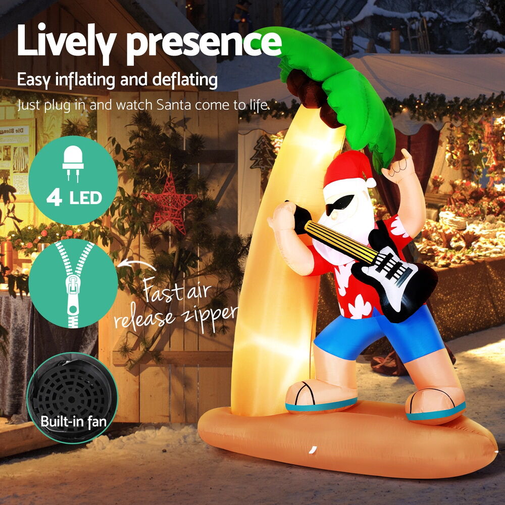 Christmas Inflatable Santa Guitar 2.1M Led Illuminated Decorations Price