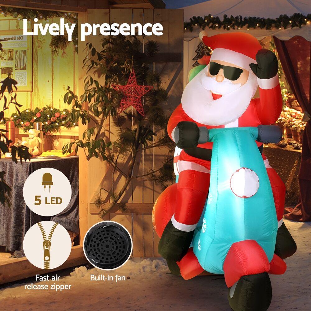 Christmas Inflatable Santa Motorbike LED Illuminated Decorations Price
