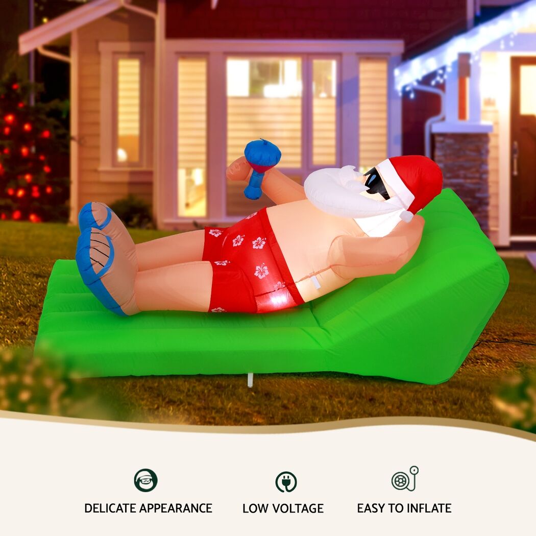 Christmas Inflatable Santa Bench 1.8M LED Illuminated Decorations Price