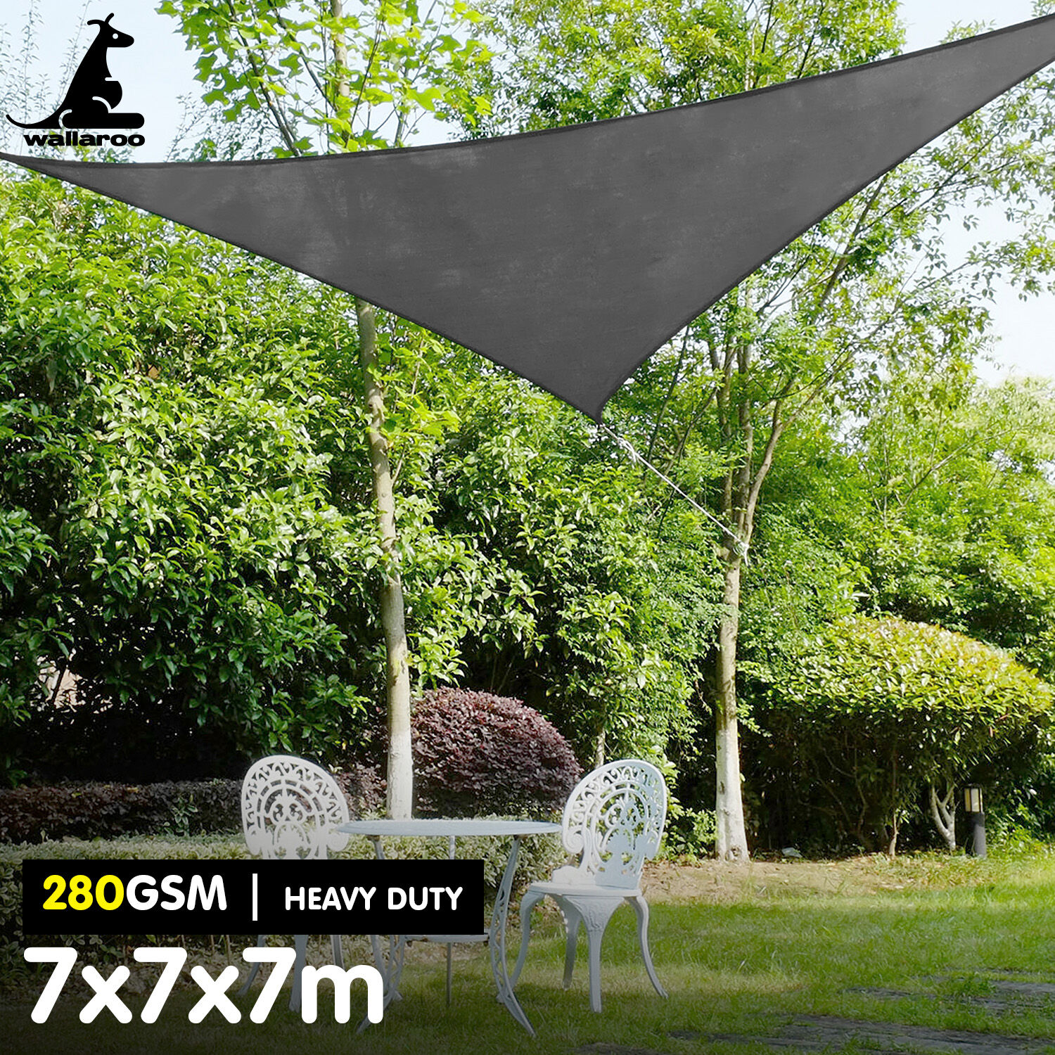 Wallaroo 280GSM Outdoor Sun Shade Sail Canopy Grey Triangle 7m x 7m x 7m Price