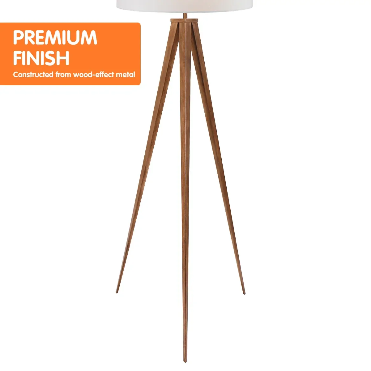 Sarantino Metal Tripod Floor Spot Lamp Shade Drum in Wooden Finish Price