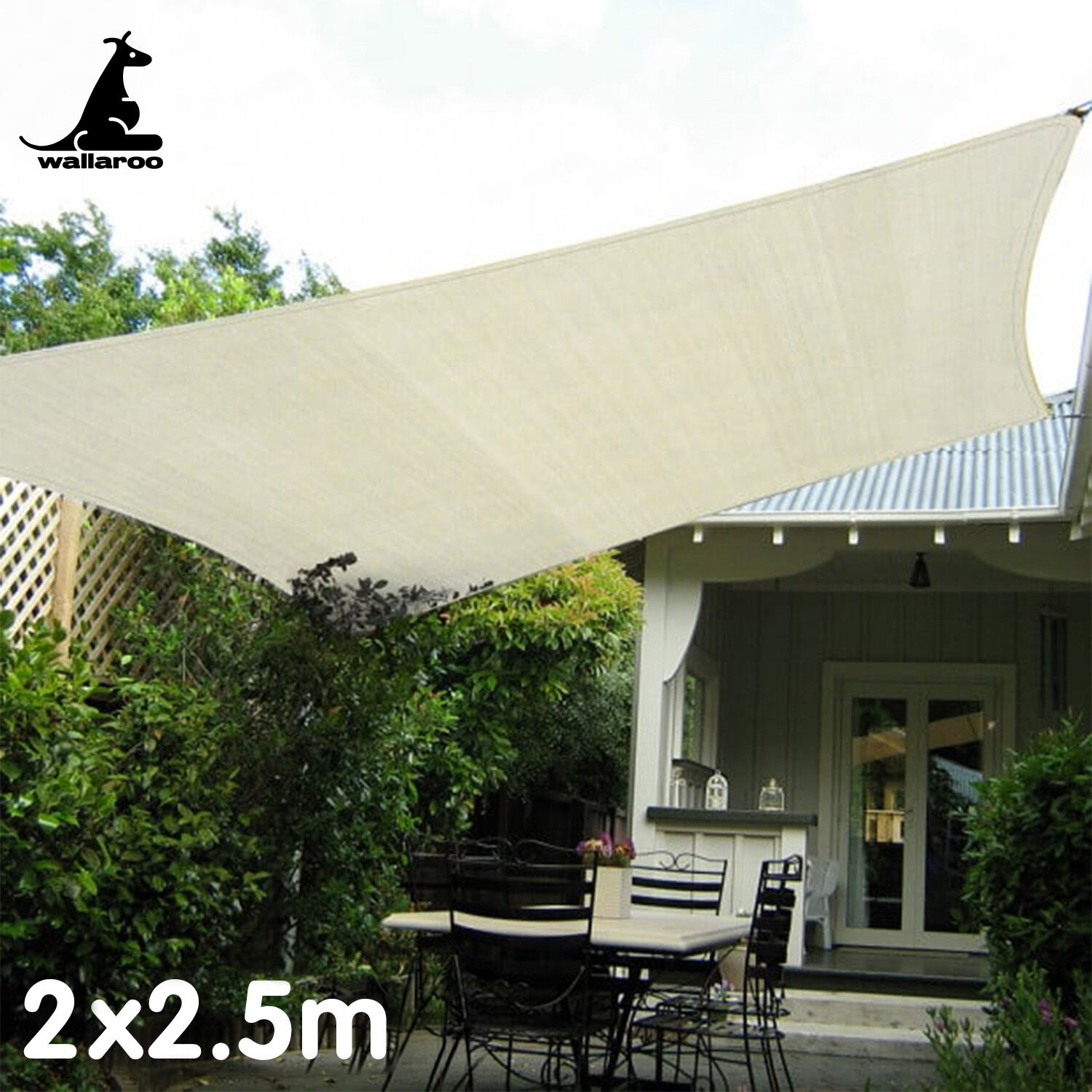 Wallaroo Waterproof 160GSM Outdoor Sun Shade Sail Canopy Cream 2 x 2.5m Price