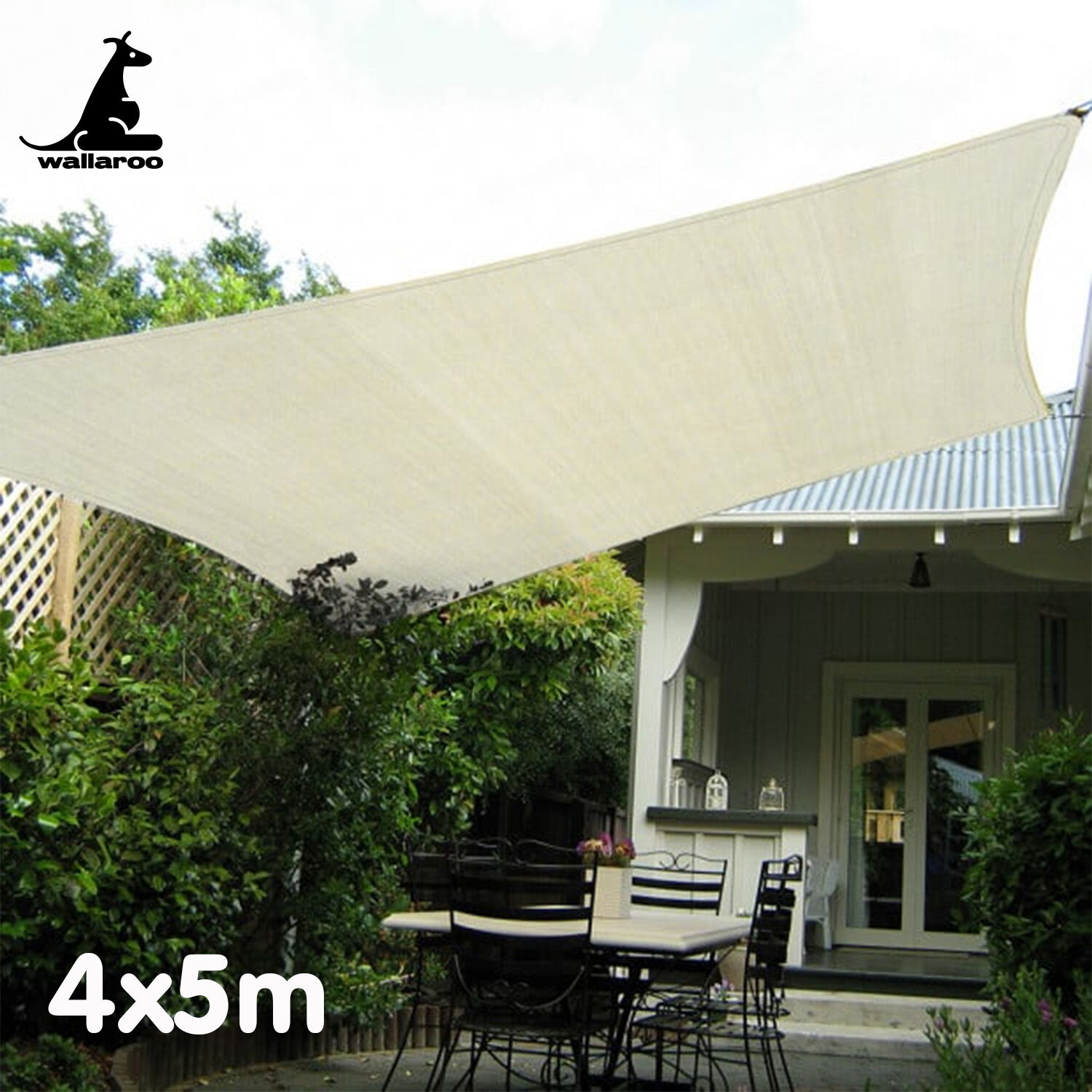 Wallaroo Waterproof 160GSM Outdoor Sun Shade Sail Canopy Cream 4 x 5m Price