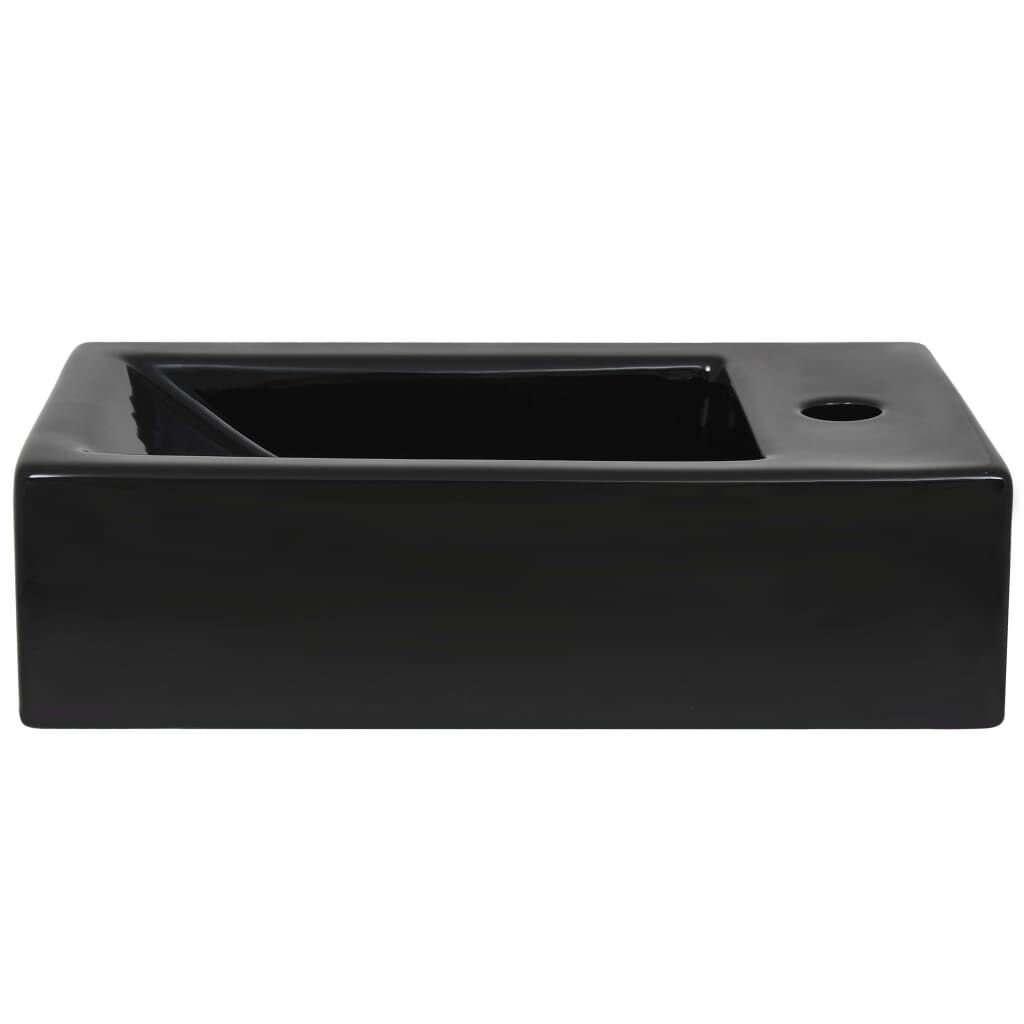 Basin with Faucet Hole Rectangular Ceramic Black 46x25.5x12 cm Price