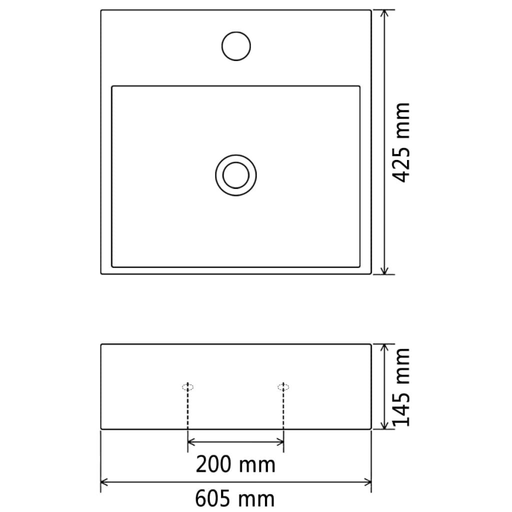 Basin with Faucet Hole Ceramic Black 60.5x42.5x14.5 cm Price