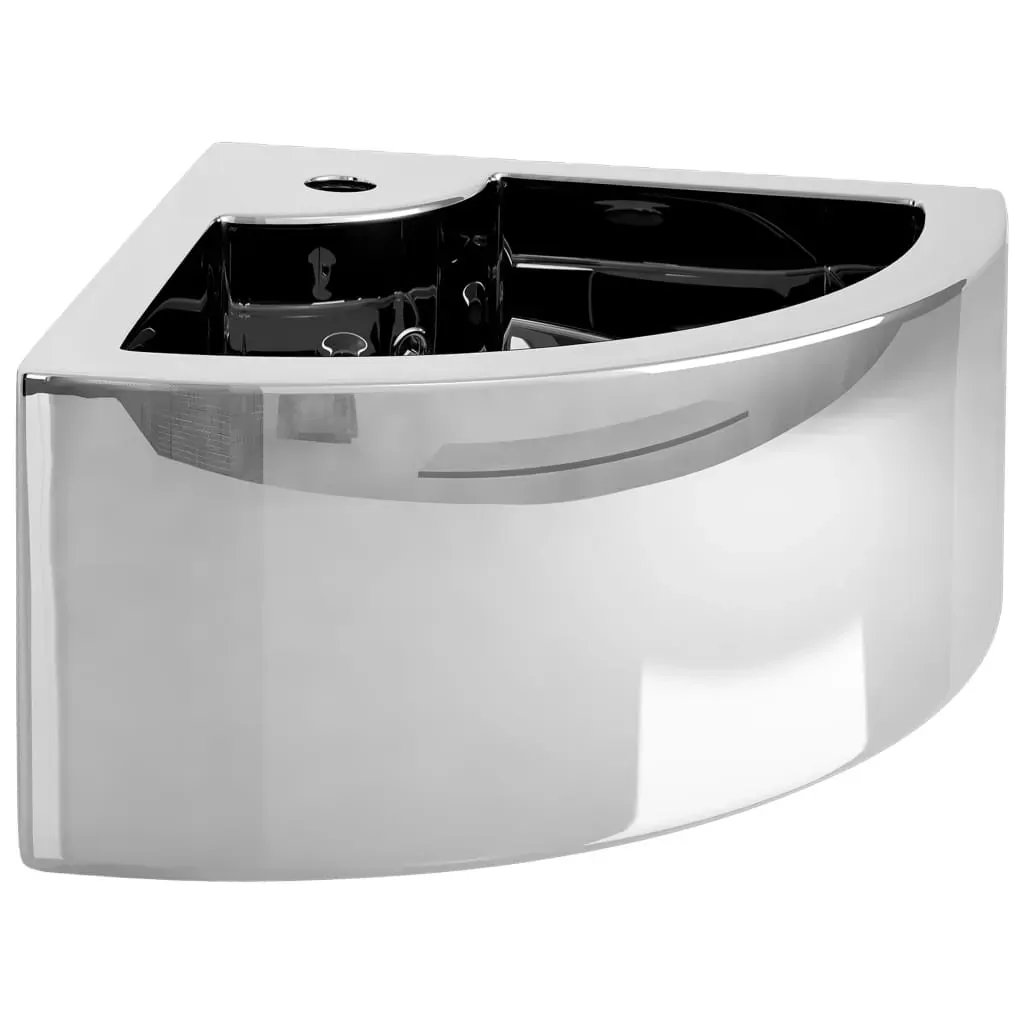 Wash Basin with Overflow 45x32x12.5 cm Ceramic Silver Price