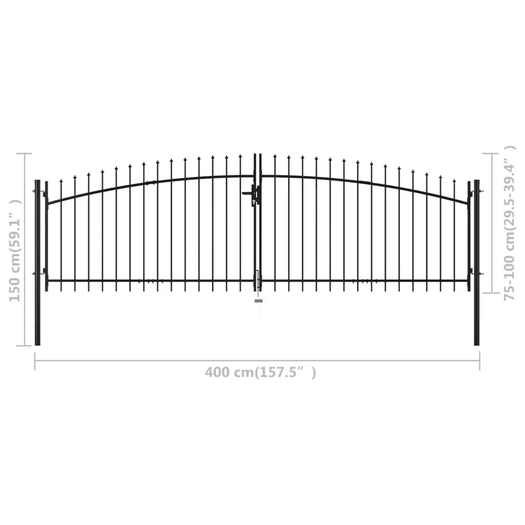Double Door Fence Gate with Spear Top 400x150 cm Price