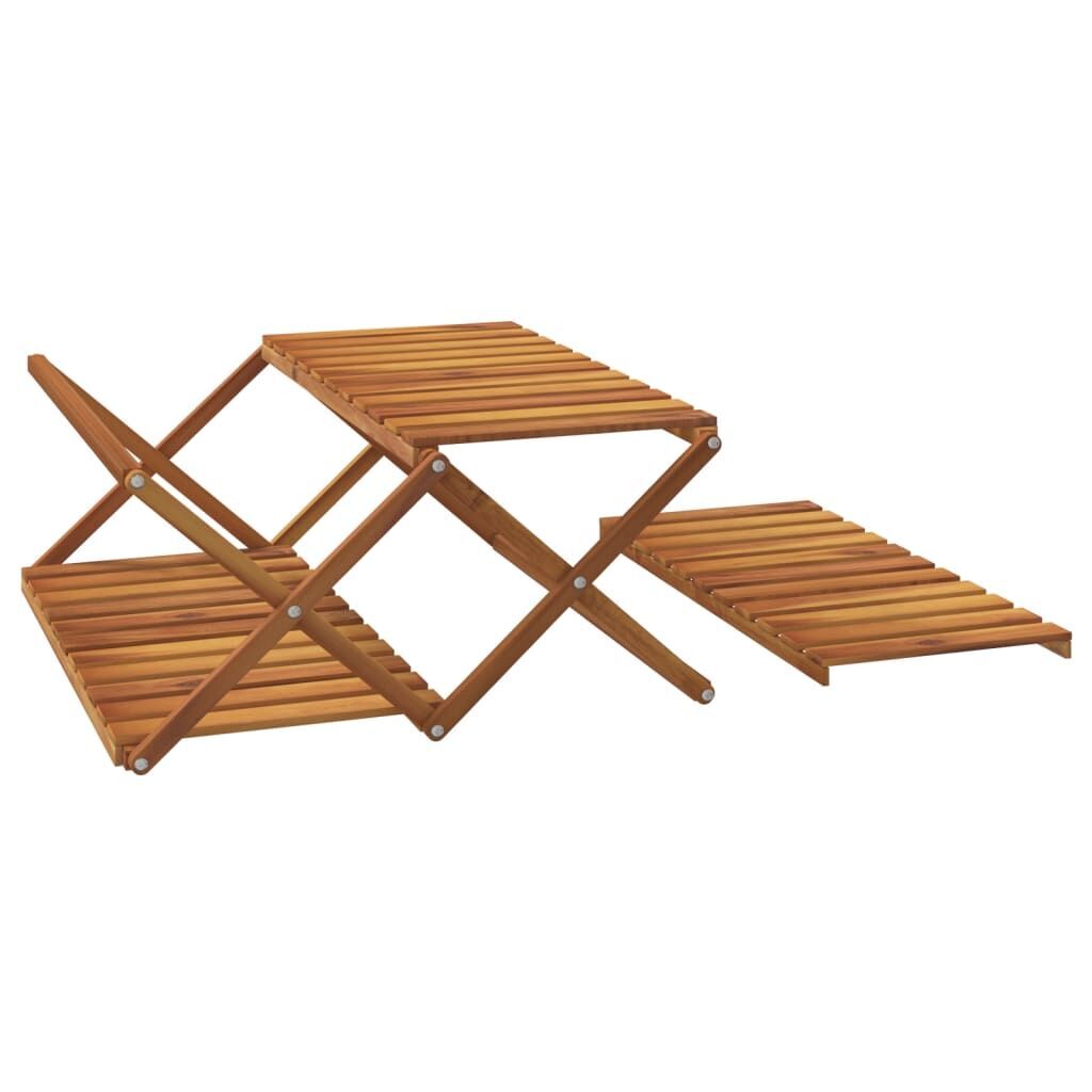 3-Tier Folding Shelf Brown 70x31x63 cm Solid Wood Acacia Price