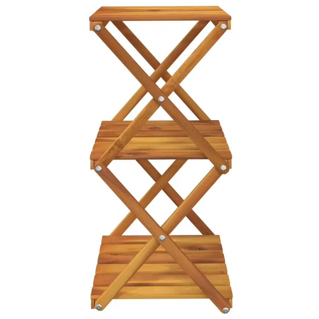 3-Tier Folding Shelf Brown 43x31x63 cm Solid Wood Acacia Price