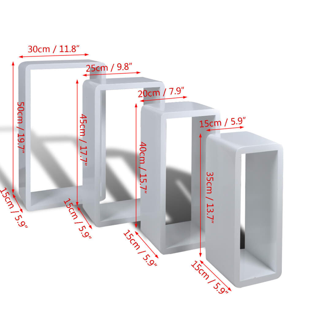 Cuboid shelf set of 4 White Price