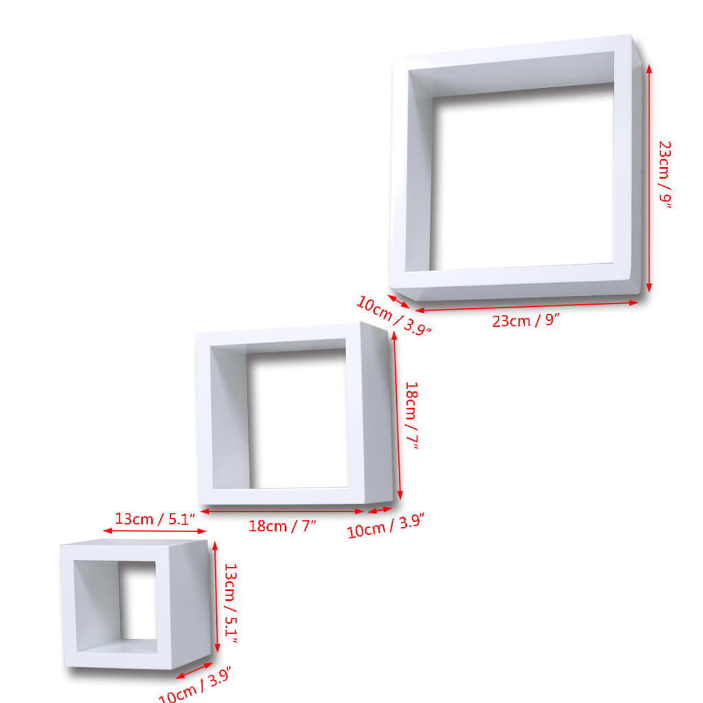 Cube shelf set of 3 white Price