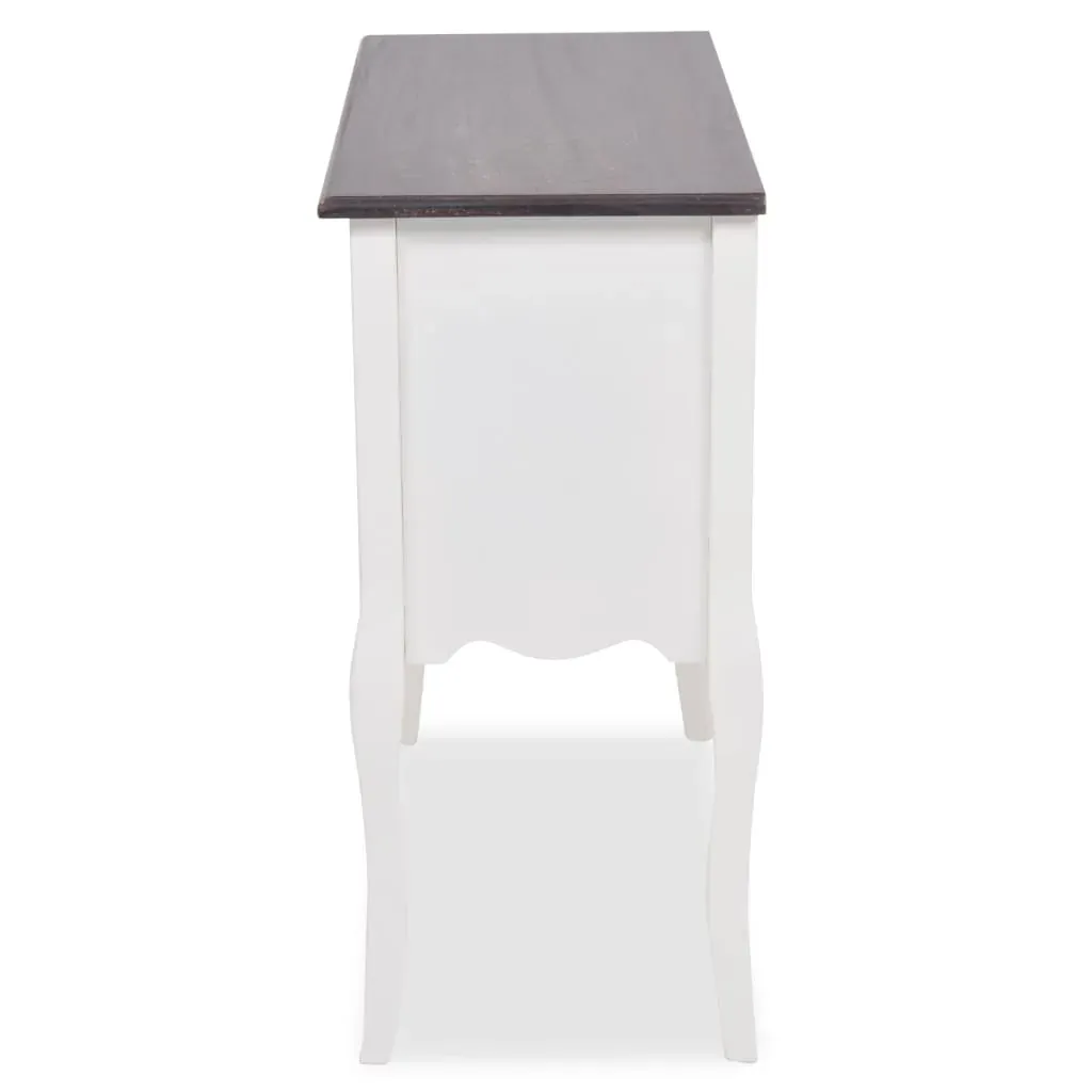 Console Cabinet 6 Drawers Brown and White Wood Price