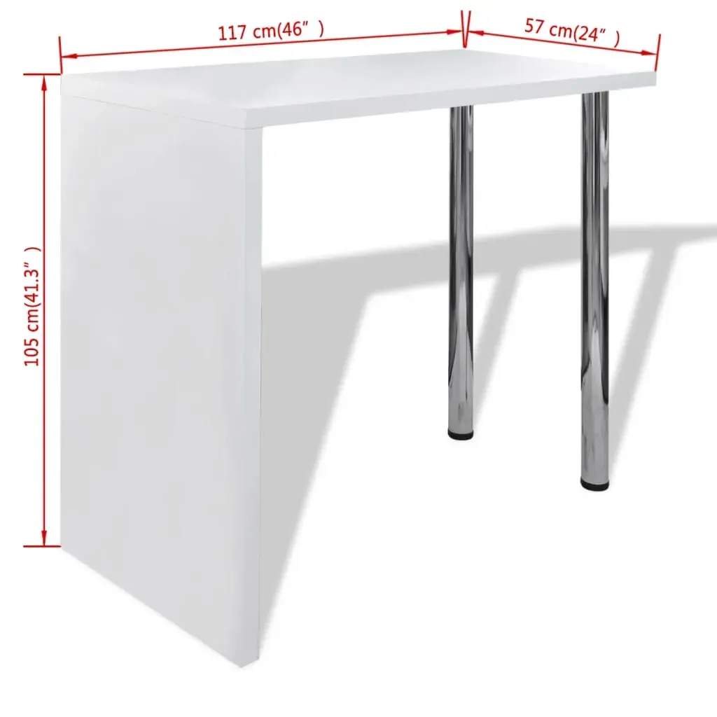 Bar Table MDF with 2 Steel Legs High Gloss White Price