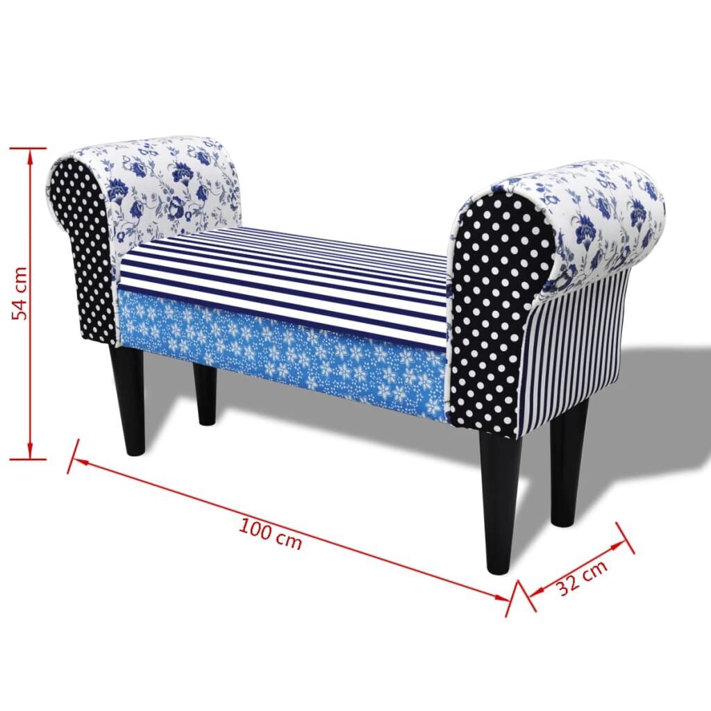 Patchwork Bench Country Living Style Blue & White Price