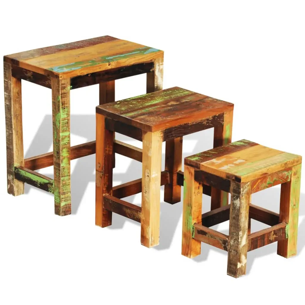 Nesting Table Set 3 Pieces Vintage Reclaimed Wood Price