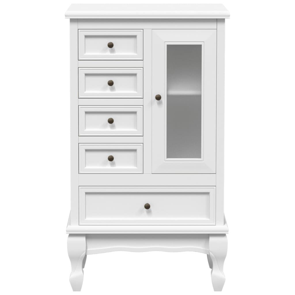 Cabinet with 5 Drawers 2 Shelves White Price