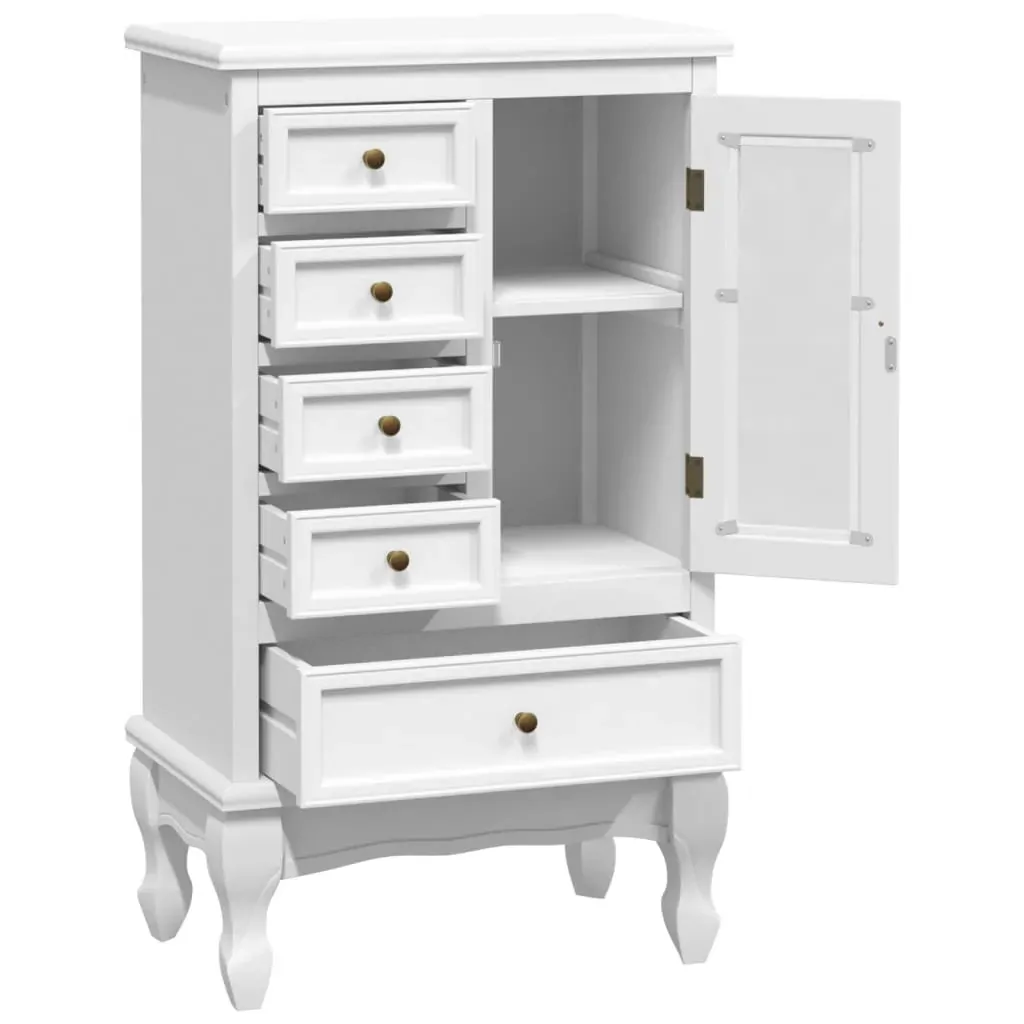 Cabinet with 5 Drawers 2 Shelves White Price