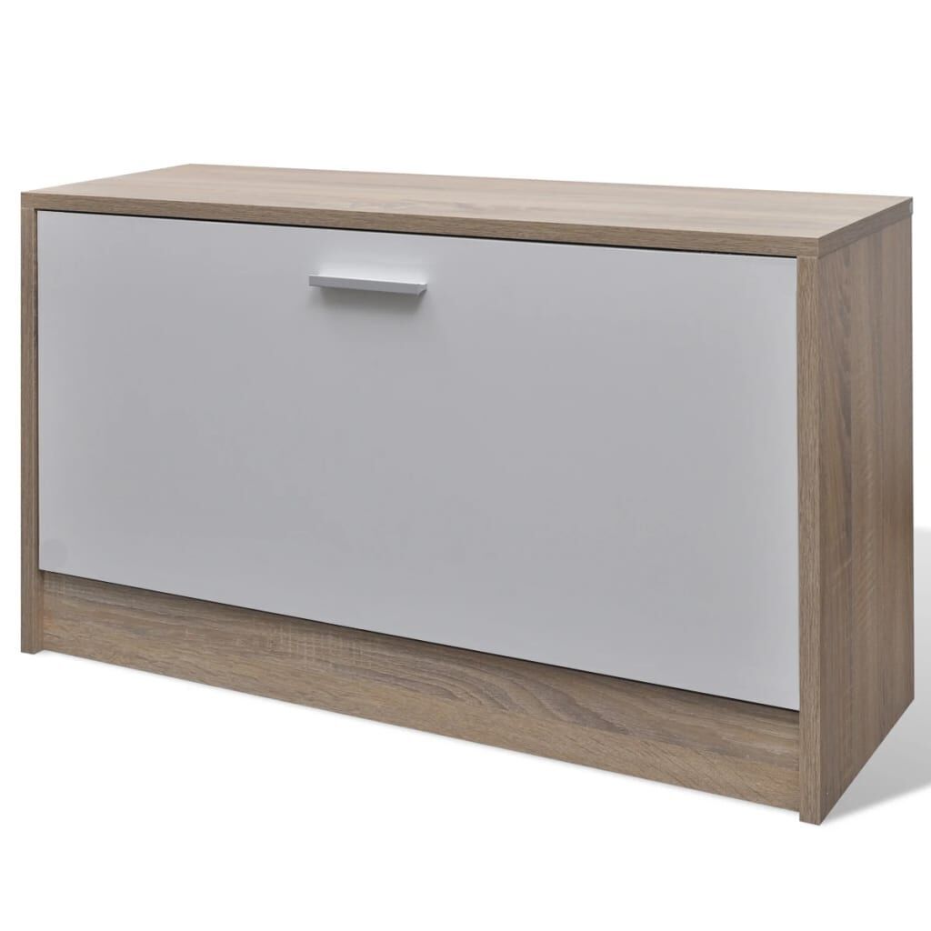 Oak and White 3-in-1 Wooden Shoe Cabinet Set Price