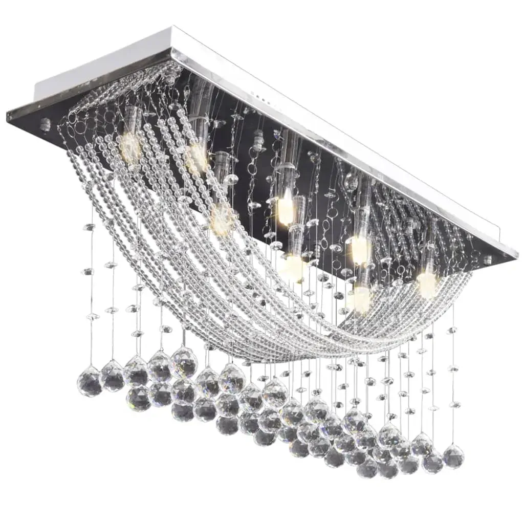 Ceiling Lamp with Glittering Glass Crystal Beads 8 x G9 29 cm Price
