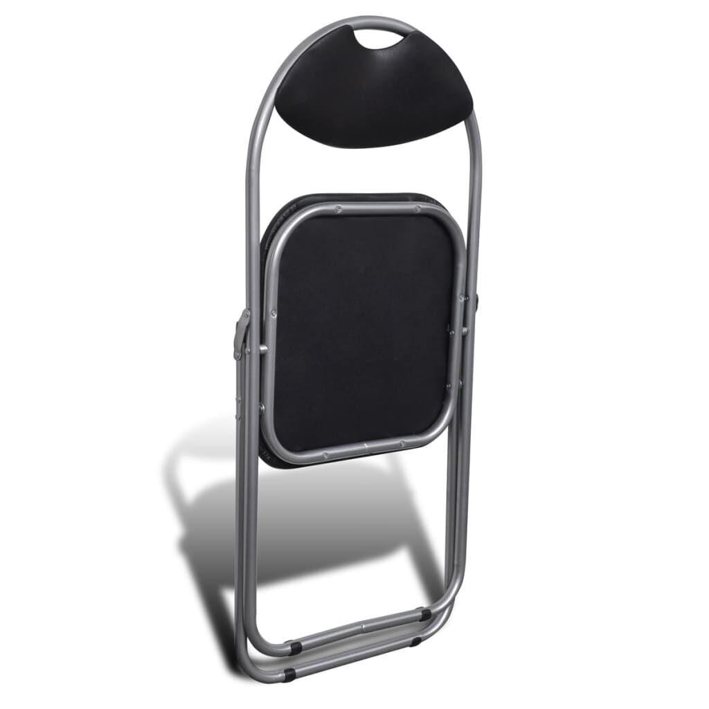 Folding Dining Chairs 6 pcs Black Faux Leather and Steel Price