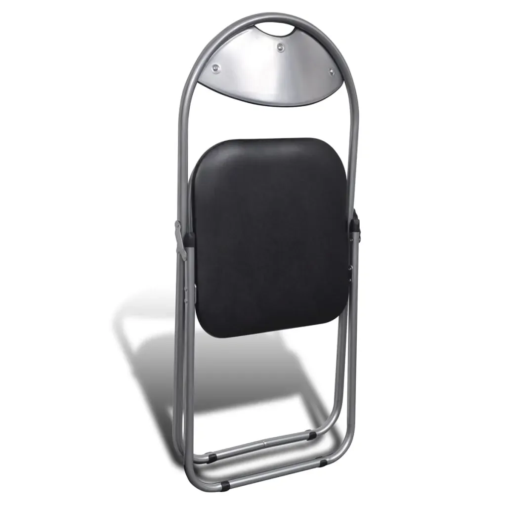 Folding Dining Chairs 6 pcs Black Faux Leather and Steel Price