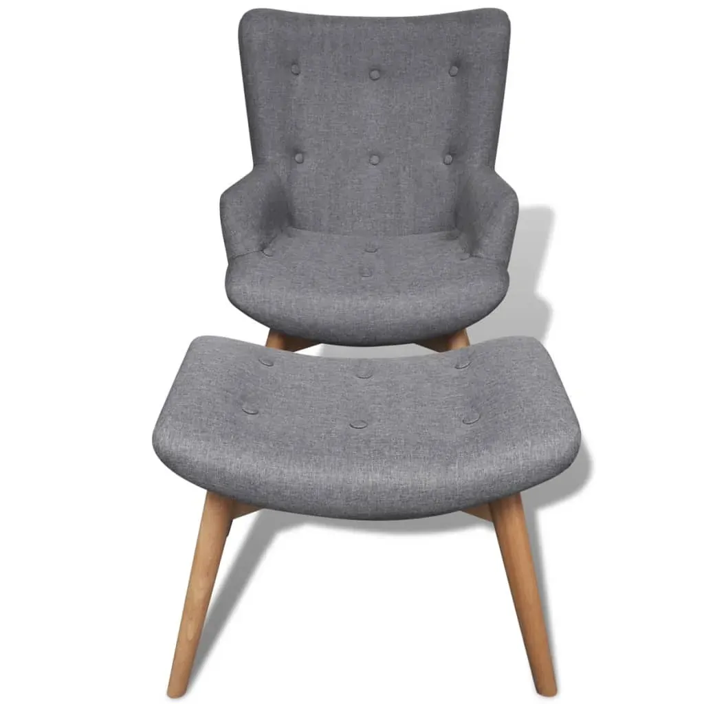 Armchair with Footstool Grey Fabric Price