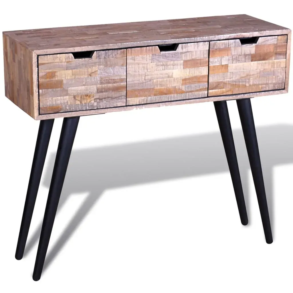 Console Table with 3 Drawers Reclaimed Teak Wood Price