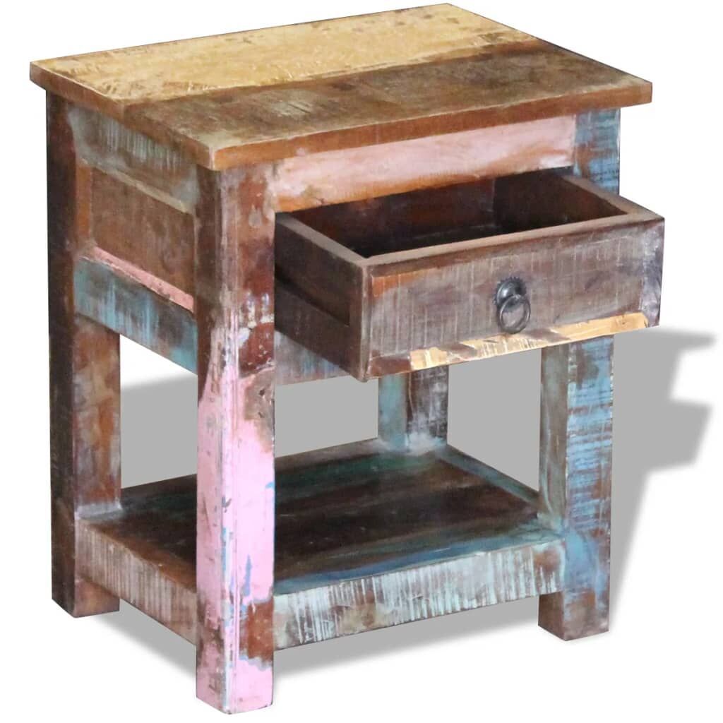 Side Table with 1 Drawer Solid Reclaimed Wood 43x33x51 cm Price