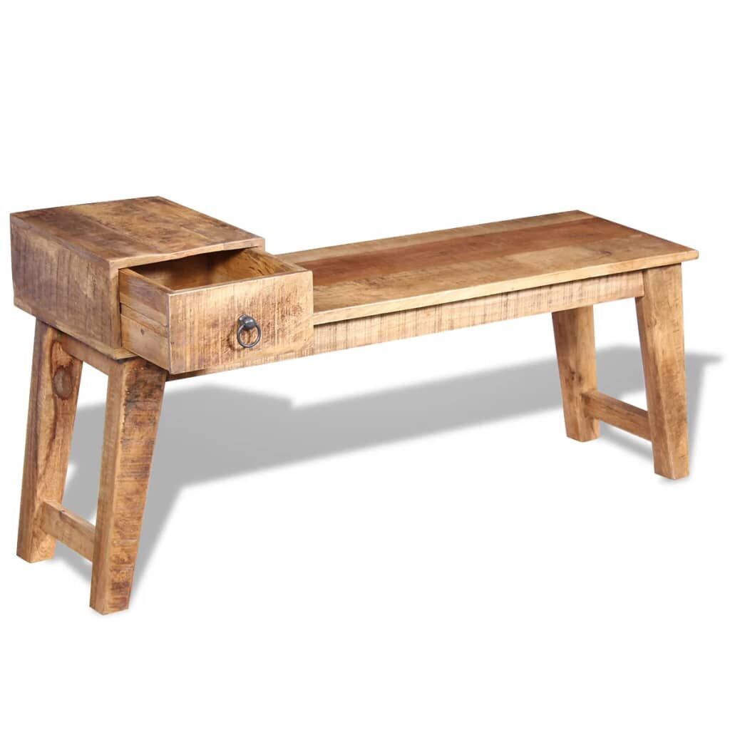 Bench with Drawer Solid Mango Wood 120x36x60 cm Price