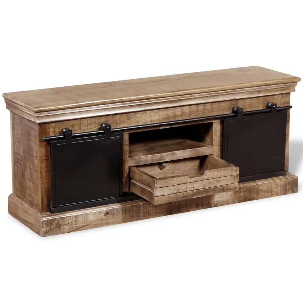 TV Cabinet with 2 Sliding Doors Solid Mango Wood 110x30x45 cm Price