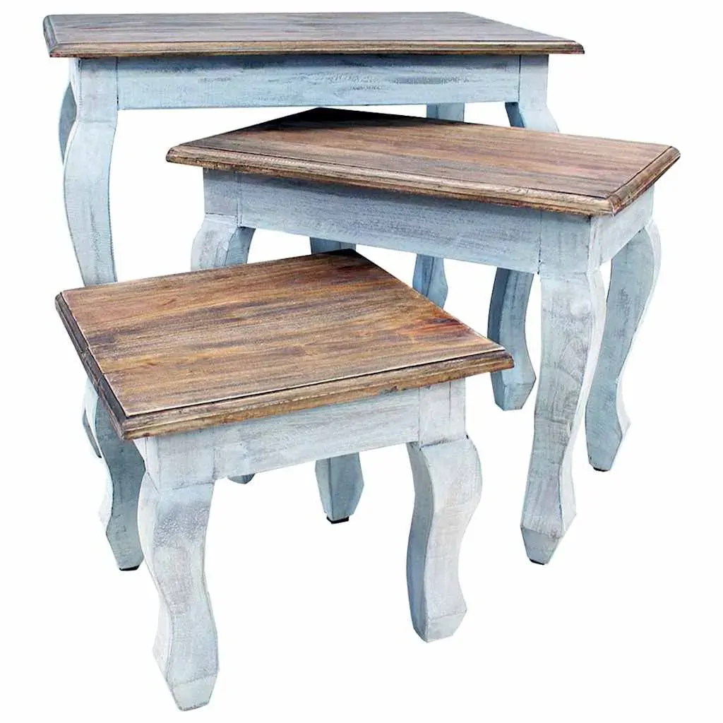 Nesting Table Set 3 Pieces Solid Mahogany Wood Price