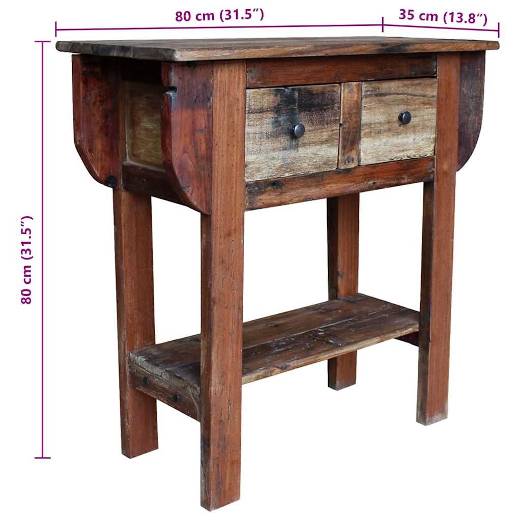 Console Table Mixed Recycled Wood 80x35x80 cm Price