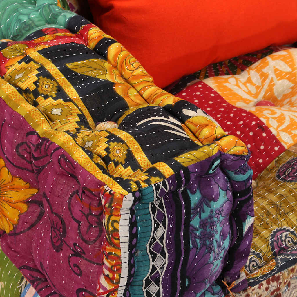 2-Seater Modular Pouffe Patchwork Fabric Price