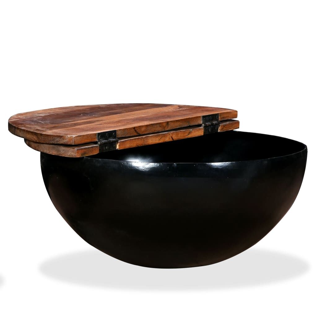Coffee Table Solid Reclaimed Wood Black Bowl Shape Price