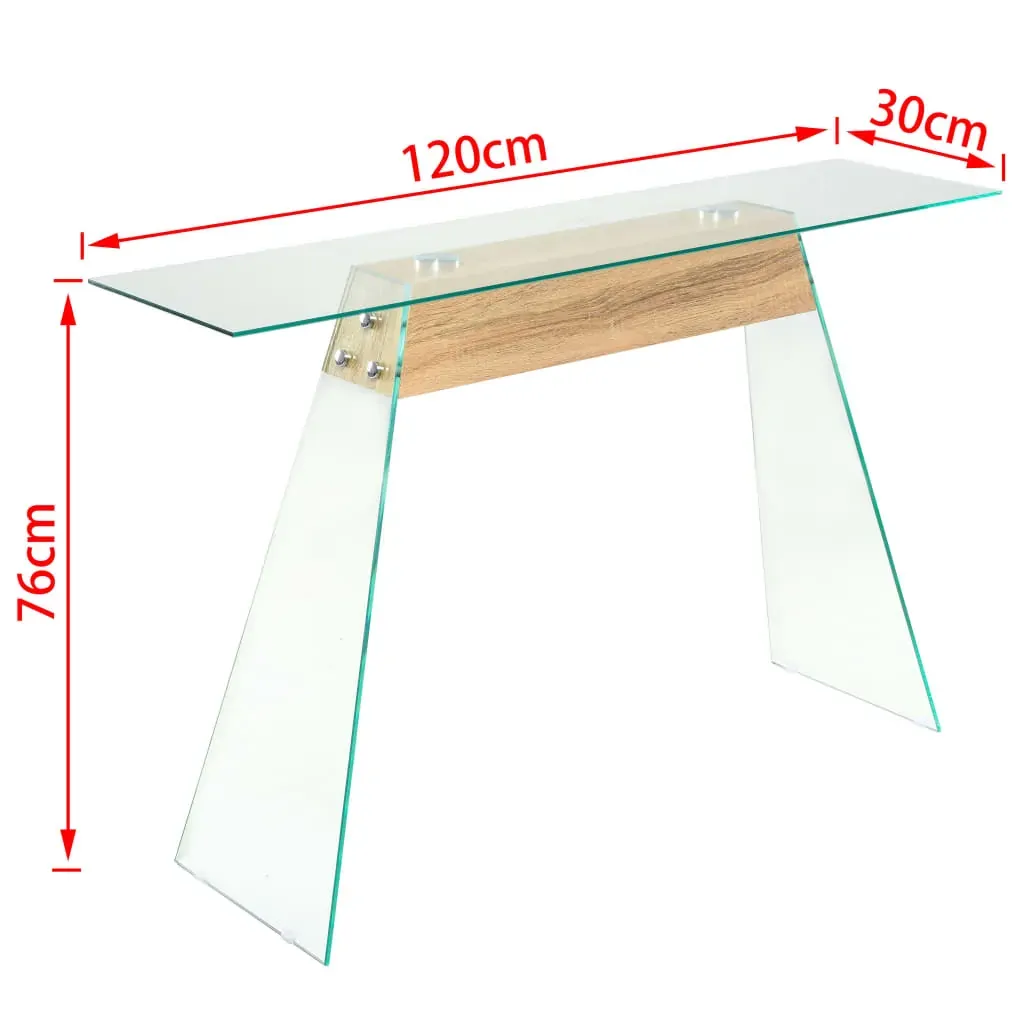Console Table MDF and Glass 120x30x76 cm Oak Colour Price