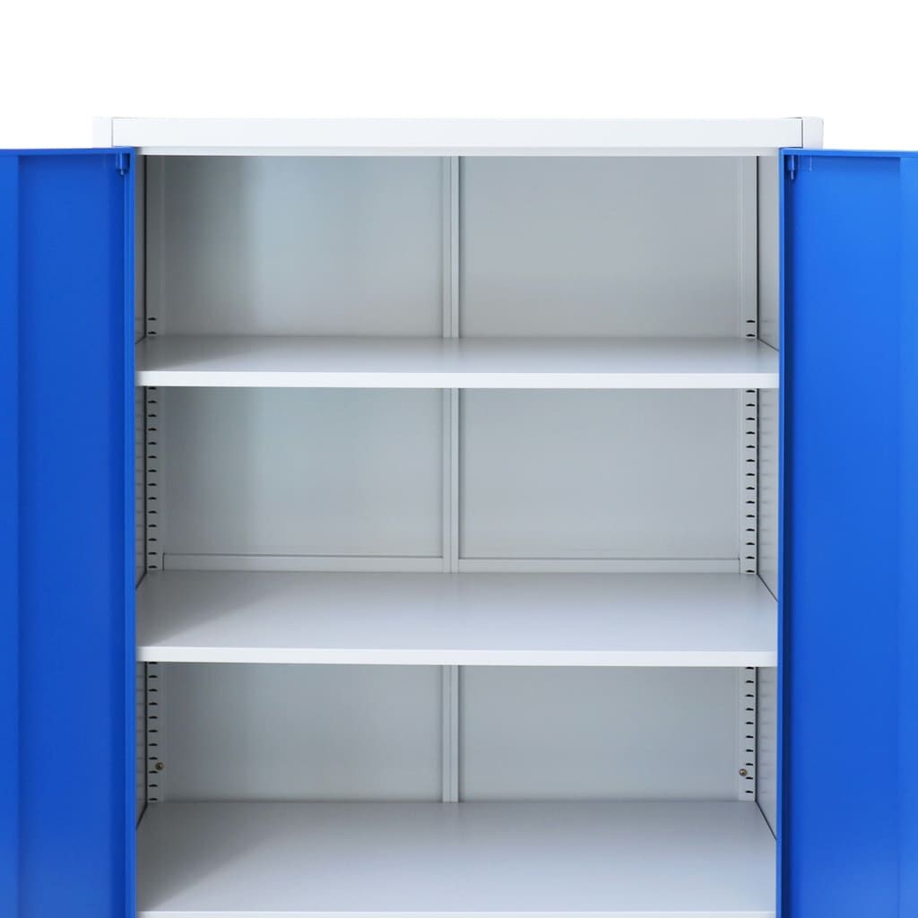 Office Cabinet Metal 90x40x180 cm Grey and Blue Price