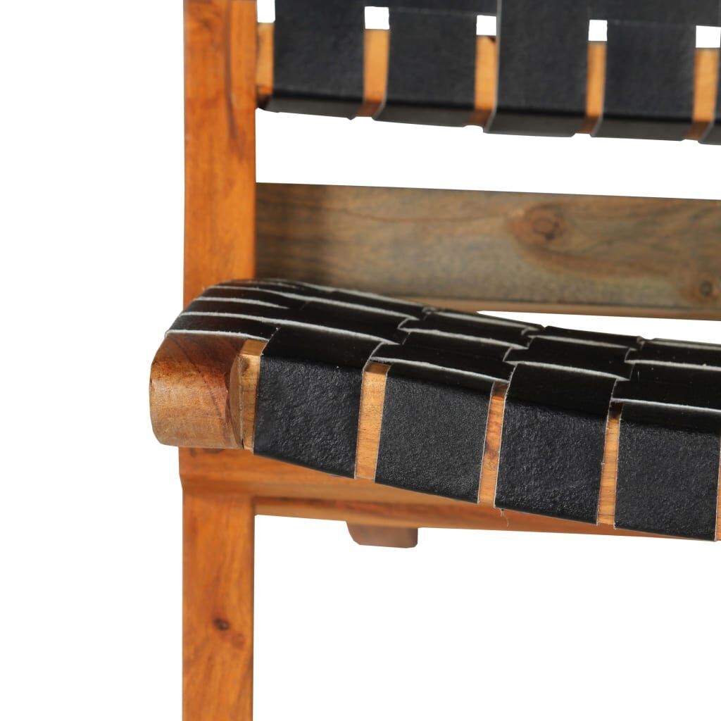 Folding Chair Crossed-Stripe Black Real Leather Price