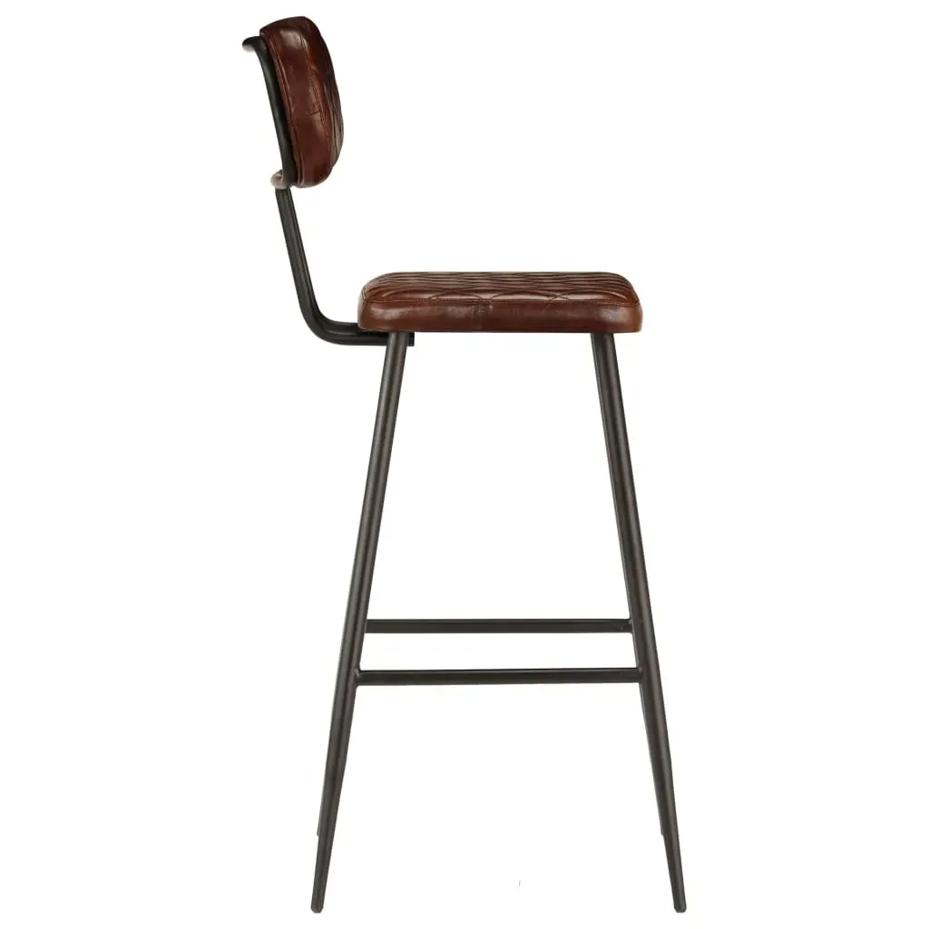 Bar Chairs 2 pcs Brown Real Leather Price