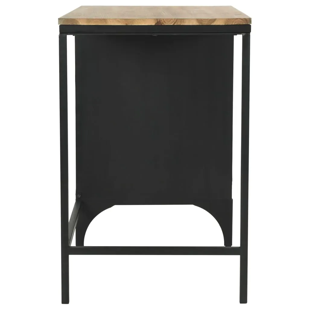 Single Pedestal Desk Solid Firwood and Steel 100x50x76 cm Price
