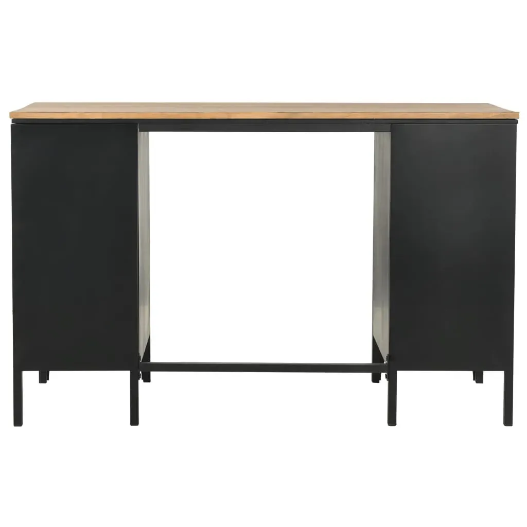 Double Pedestal Desk Solid Firwood and Steel 120x50x76 cm Price