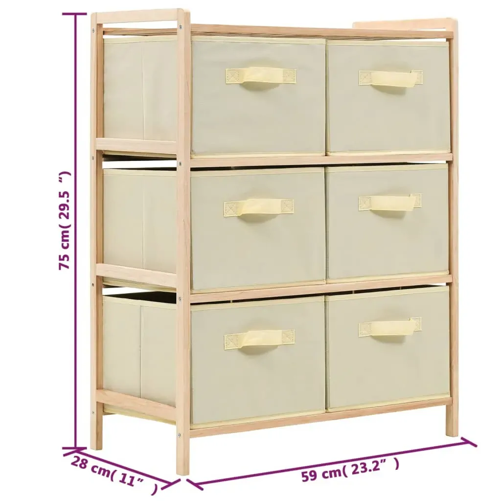 Storage Rack with 6 Fabric Baskets Cedar Wood Beige Price