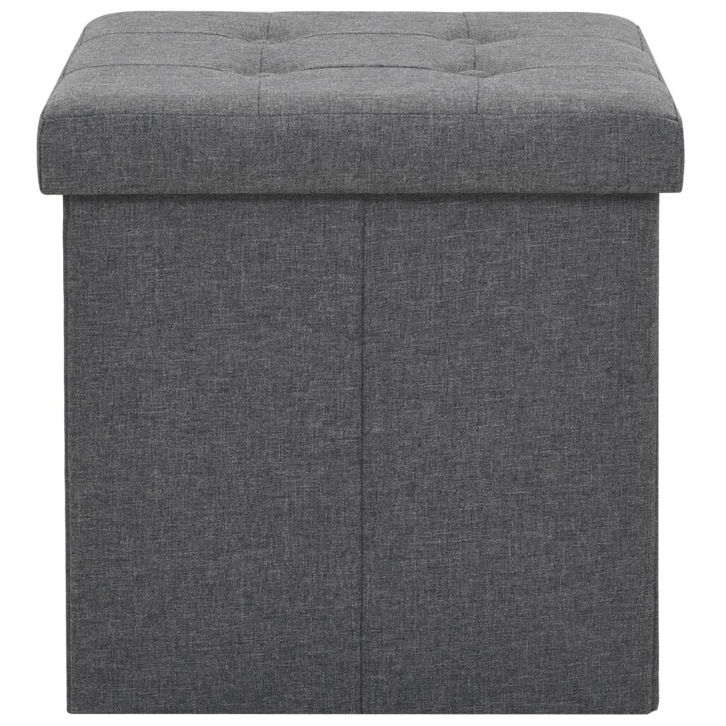 Folding Storage Stools 2 pcs Dark Grey Faux Linen Price