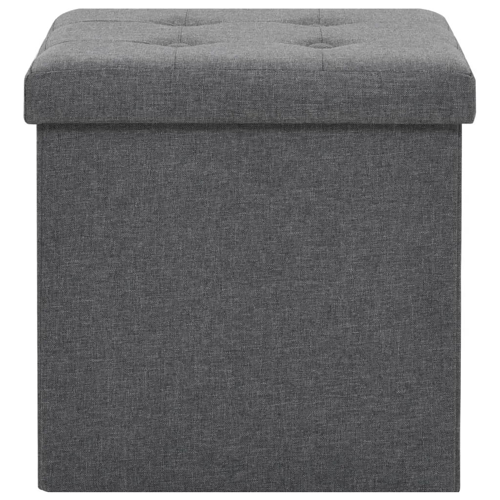 Folding Storage Stools 2 pcs Dark Grey Faux Linen Price