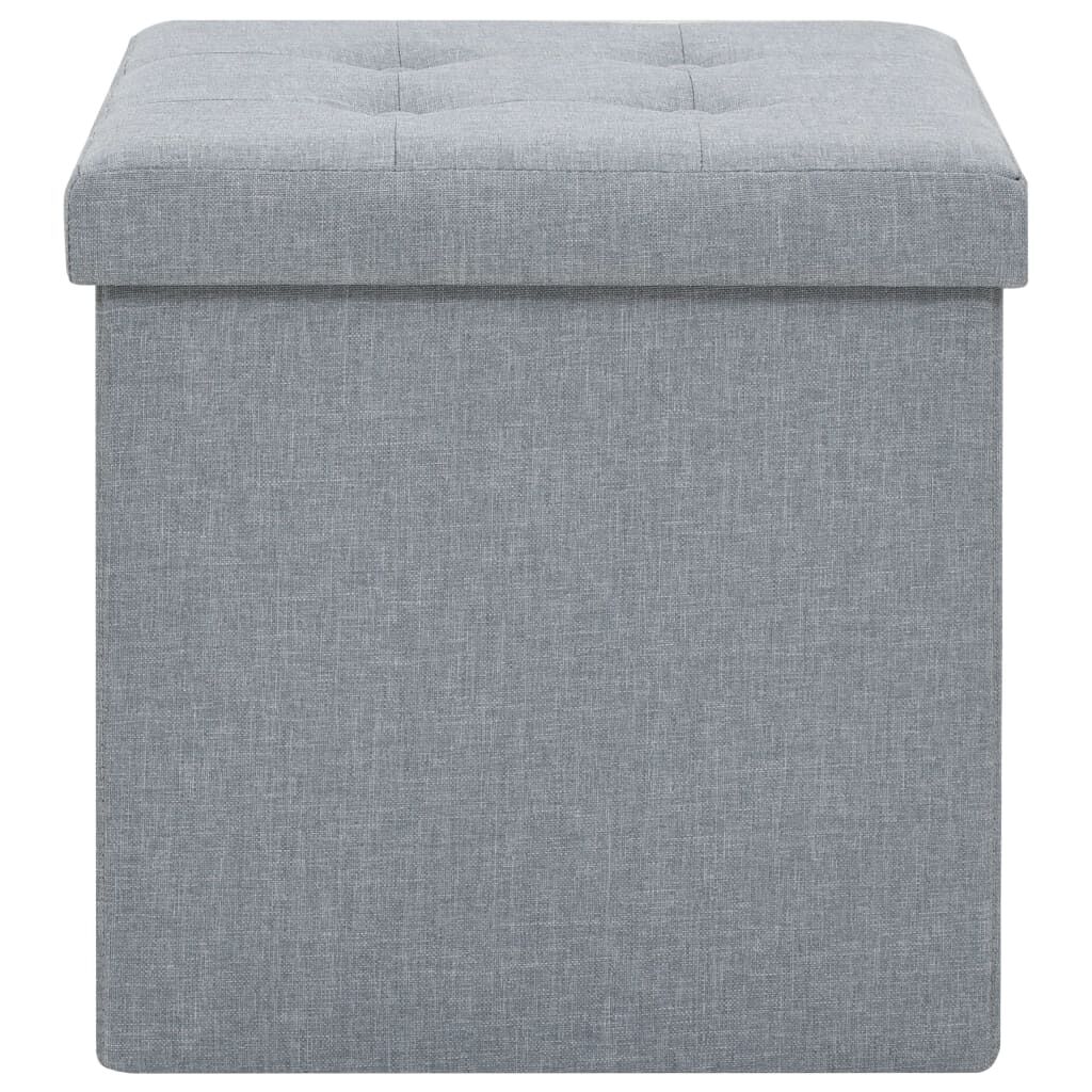 Folding Storage Stools 2 pcs Light Grey Faux Linen Price