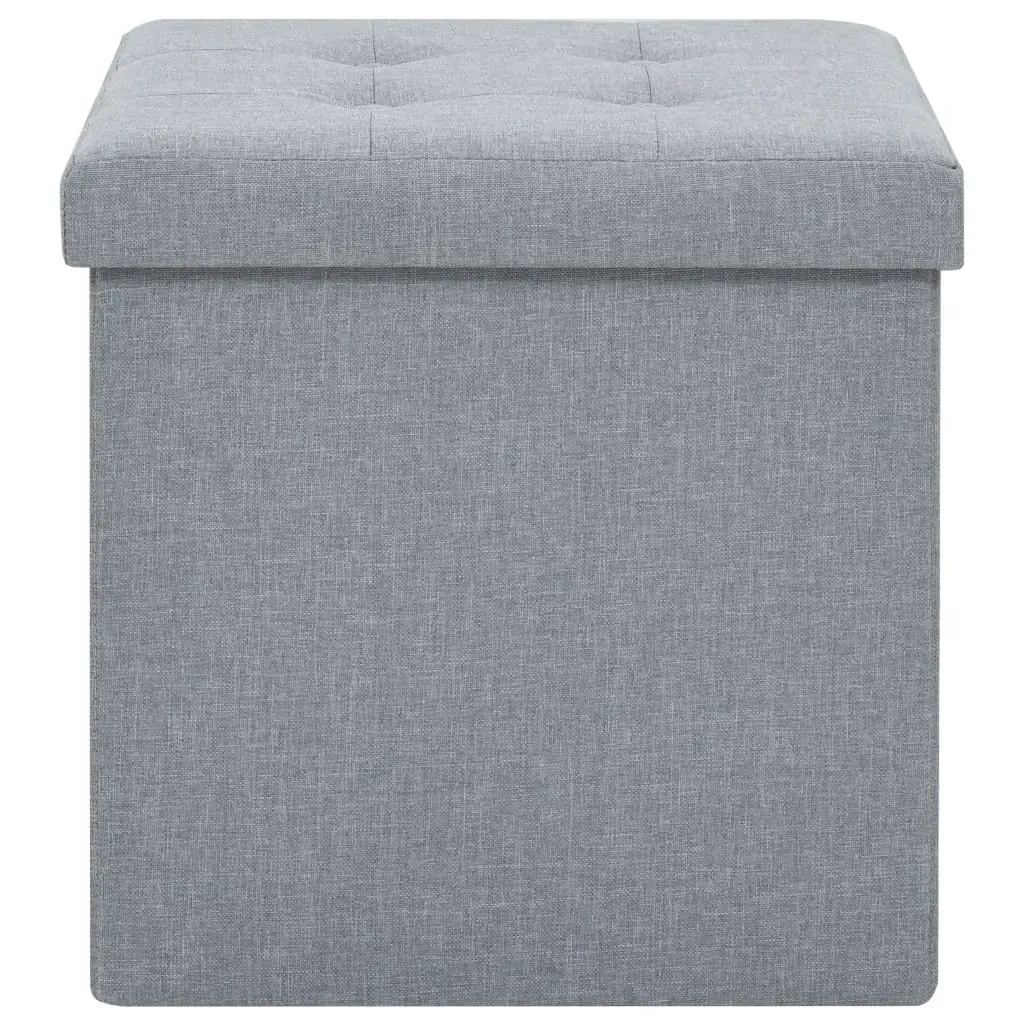 Folding Storage Stools 2 pcs Light Grey Faux Linen Price