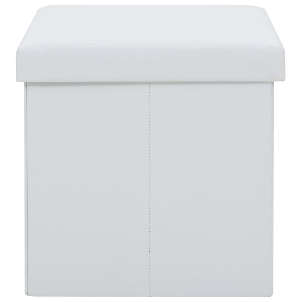 Folding Storage Stool White Faux Leather Price