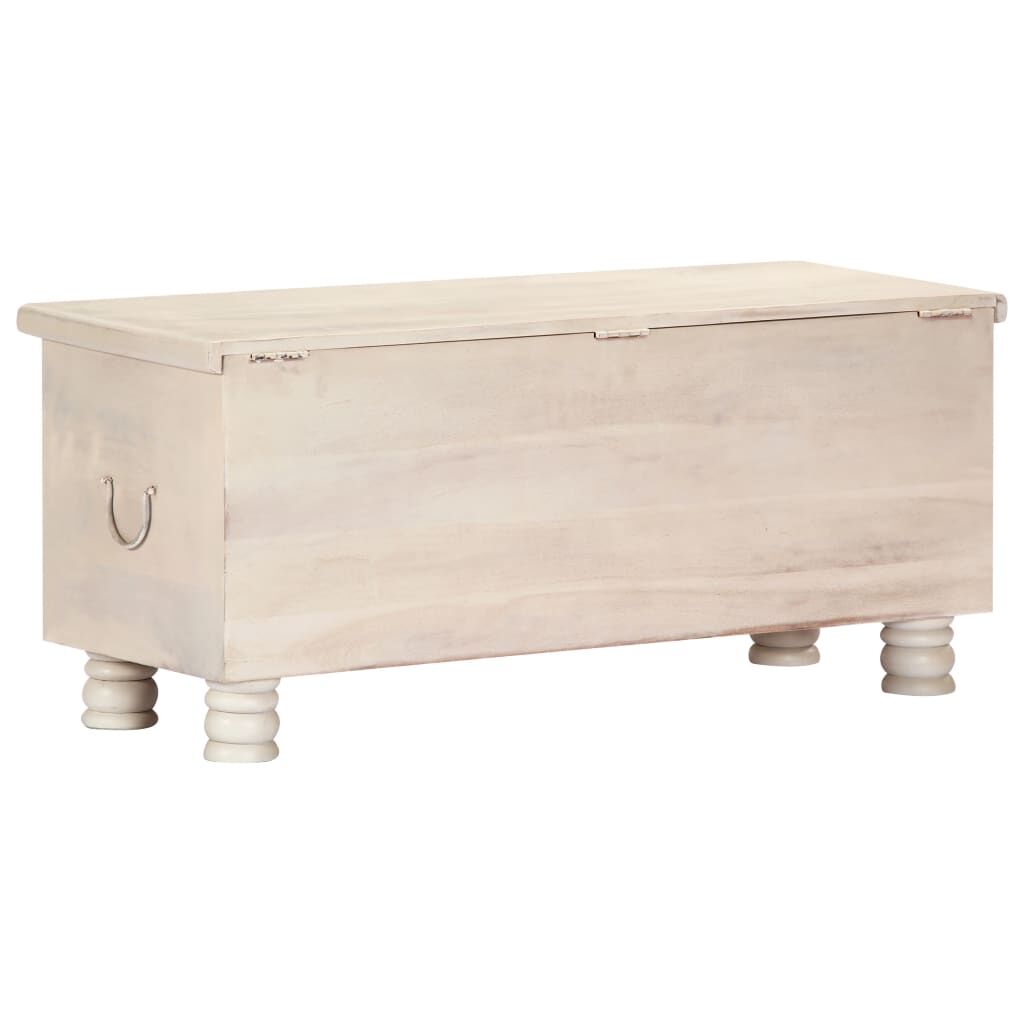 Storage Box White 110x40x45 cm Solid Acacia Wood Price