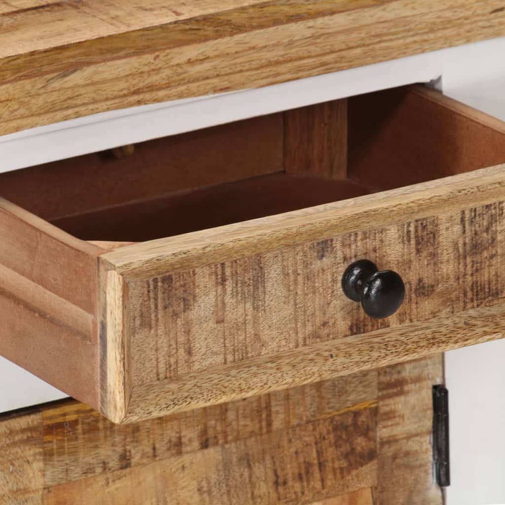 Nightstand White and Brown 40x30x50 cm Solid Rough Mango Wood Price